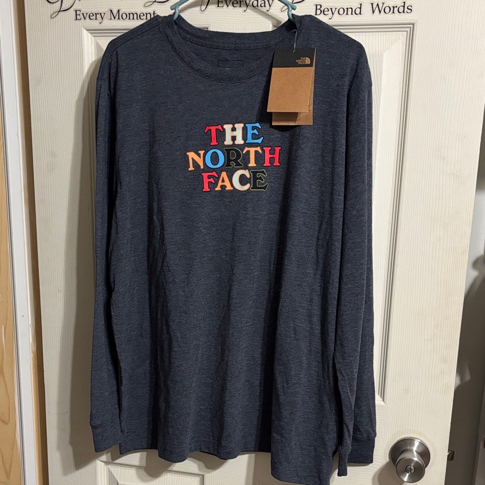 The North Face Dark Gray Long Sleeve with Multicolor Logo